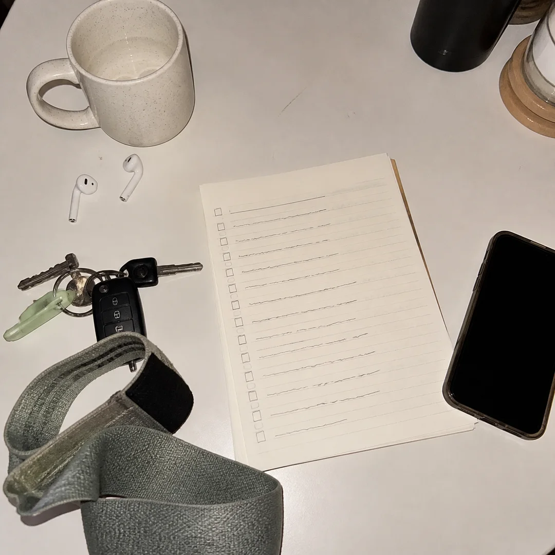 Flash-lit desk and handwritten checklist opening a useful save list.