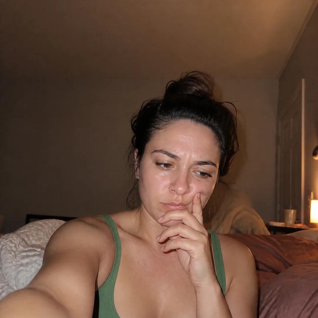 Candid late-night selfie opening a relationship message dilemma.