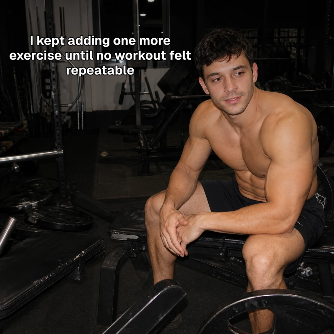 Slide 1: a clear subject-led hook featuring the recurring character Jake at the gym.